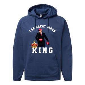 The Great MAGA King Trump 2024 USA Performance Fleece Hoodie