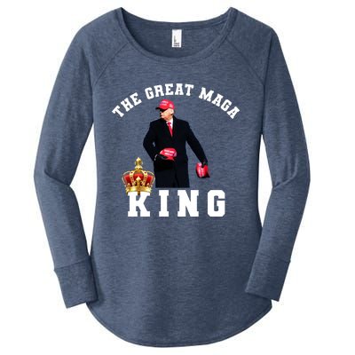 The Great MAGA King Trump 2024 USA Women's Perfect Tri Tunic Long Sleeve Shirt