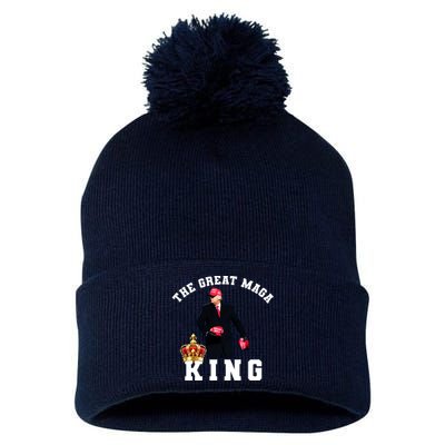 The Great MAGA King Trump 2024 USA Pom Pom 12in Knit Beanie