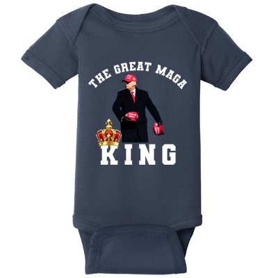 The Great MAGA King Trump 2024 USA Baby Bodysuit