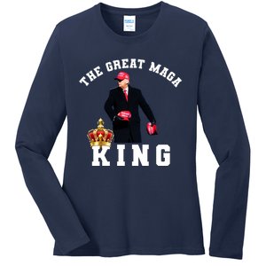 The Great MAGA King Trump 2024 USA Ladies Long Sleeve Shirt