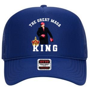 The Great MAGA King Trump 2024 USA High Crown Mesh Back Trucker Hat