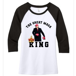 The Great MAGA King Trump 2024 USA Women's Tri-Blend 3/4-Sleeve Raglan Shirt