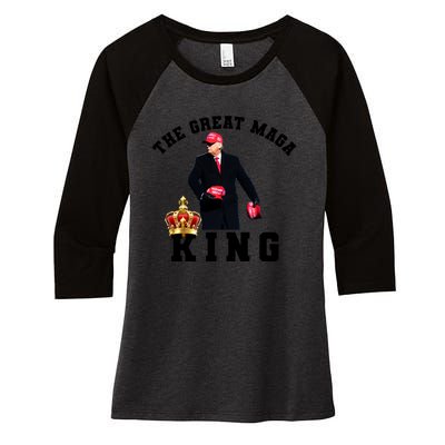 The Great MAGA King Trump 2024 USA Women's Tri-Blend 3/4-Sleeve Raglan Shirt