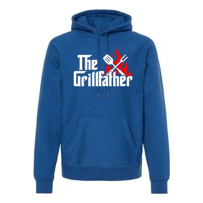 The Grillfather Meat Fork And Spatula Open Flames Grilling Art Funny Gift Premium Hoodie