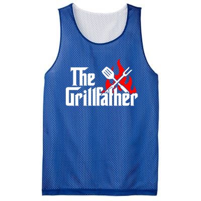 The Grillfather Meat Fork And Spatula Open Flames Grilling Art Funny Gift Mesh Reversible Basketball Jersey Tank