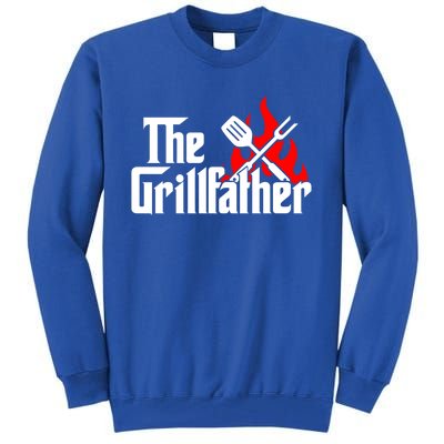 The Grillfather Meat Fork And Spatula Open Flames Grilling Art Funny Gift Tall Sweatshirt