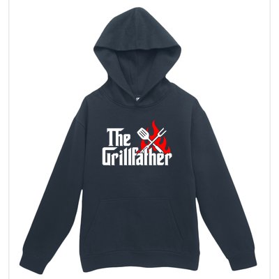 The Grillfather Meat Fork And Spatula Open Flames Grilling Art Funny Gift Urban Pullover Hoodie