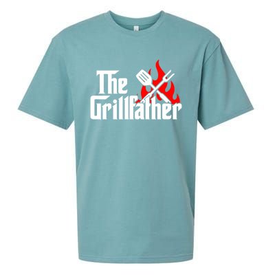 The Grillfather Meat Fork And Spatula Open Flames Grilling Art Funny Gift Sueded Cloud Jersey T-Shirt