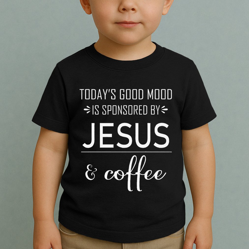 TodayS Good Mood Is Sponsored By Jesus And Coffee Toddler T-Shirt