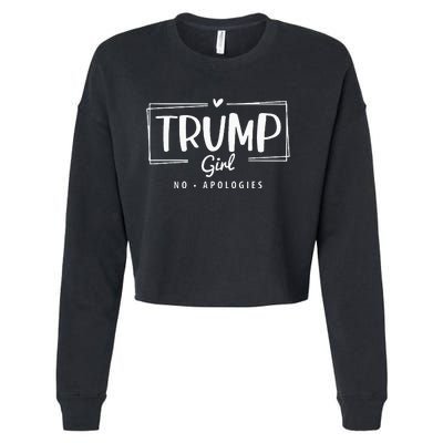 Trump Girl Messy Bun Trump 2024 Election American Flag Cropped Pullover Crew