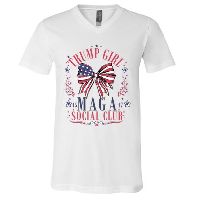 Trump Girl Maga Social Club V-Neck T-Shirt