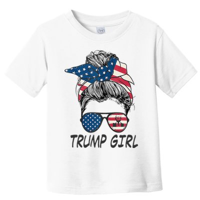 Trump Girl Messy Bun American Flag Women Toddler T-Shirt