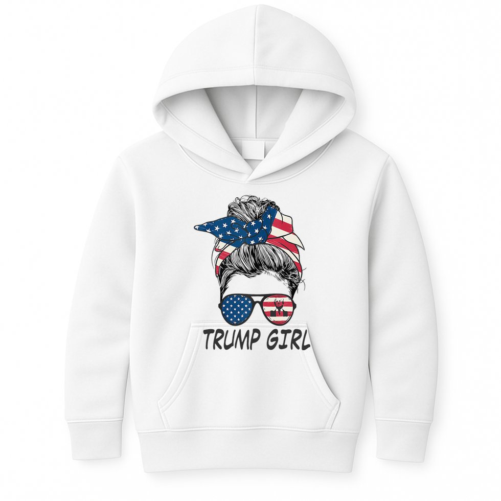 Trump Girl Messy Bun American Flag Women Kids Hoodie