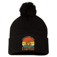 TodayS Good Mood Is Sponsored By Coffee Funny Coffee Lovers Pom Pom 12in Knit Beanie