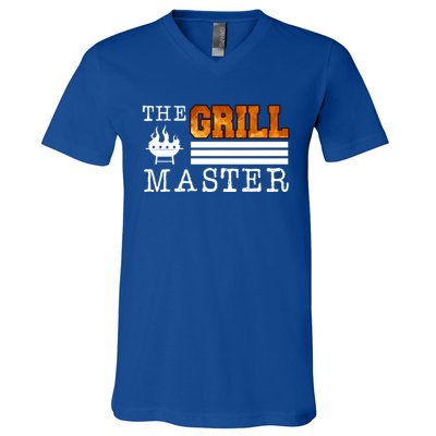 The Grill Master Bbq Barbecue Grillfather Grilling Sausage Gift V-Neck T-Shirt