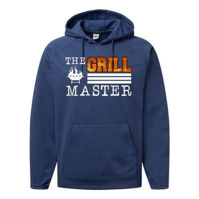 The Grill Master Bbq Barbecue Grillfather Grilling Sausage Gift Performance Fleece Hoodie