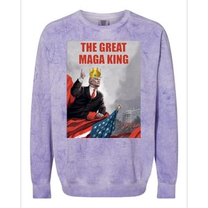 The Great MAGA King Trump 2024 USA Flag Colorblast Crewneck Sweatshirt