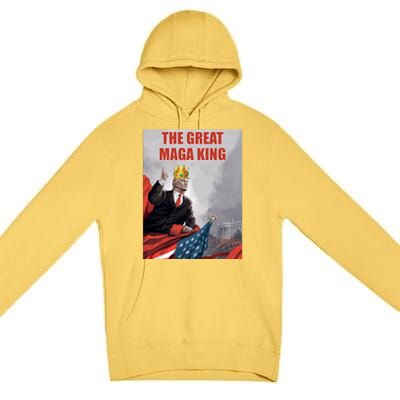 The Great MAGA King Trump 2024 USA Flag Premium Pullover Hoodie