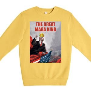 The Great MAGA King Trump 2024 USA Flag Premium Crewneck Sweatshirt