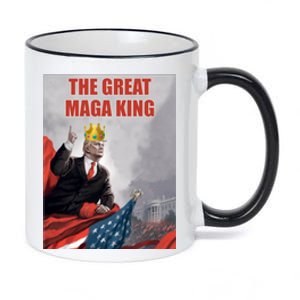 The Great MAGA King Trump 2024 USA Flag 11oz Black Color Changing Mug