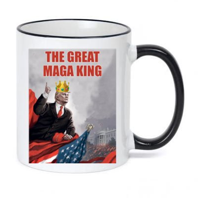 The Great MAGA King Trump 2024 USA Flag 11oz Black Color Changing Mug