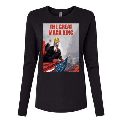 The Great MAGA King Trump 2024 USA Flag Womens Cotton Relaxed Long Sleeve T-Shirt