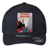 The Great MAGA King Trump 2024 USA Flag Flexfit Unipanel Trucker Cap