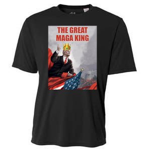 The Great MAGA King Trump 2024 USA Flag Cooling Performance Crew T-Shirt