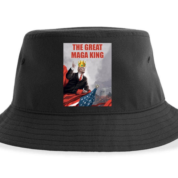 The Great MAGA King Trump 2024 USA Flag Sustainable Bucket Hat