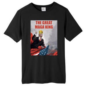 The Great MAGA King Trump 2024 USA Flag Tall Fusion ChromaSoft Performance T-Shirt