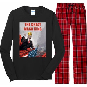 The Great MAGA King Trump 2024 USA Flag Long Sleeve Pajama Set