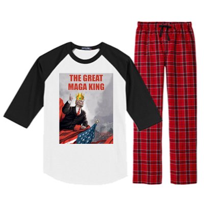 The Great MAGA King Trump 2024 USA Flag Raglan Sleeve Pajama Set