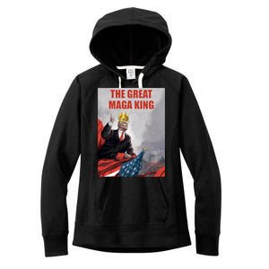 The Great MAGA King Trump 2024 USA Flag Women's Fleece Hoodie