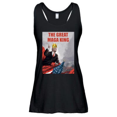 The Great MAGA King Trump 2024 USA Flag Ladies Essential Flowy Tank