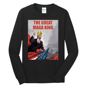 The Great MAGA King Trump 2024 USA Flag Tall Long Sleeve T-Shirt