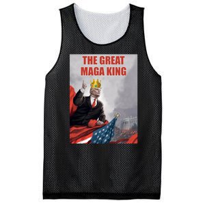 The Great MAGA King Trump 2024 USA Flag Mesh Reversible Basketball Jersey Tank