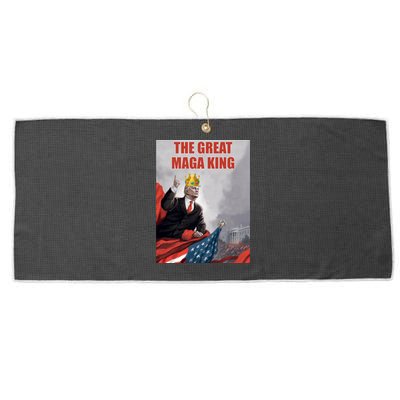 The Great MAGA King Trump 2024 USA Flag Large Microfiber Waffle Golf Towel