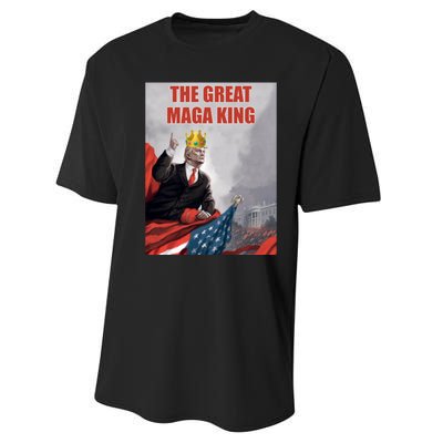 The Great MAGA King Trump 2024 USA Flag Performance Sprint T-Shirt