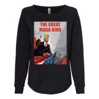 The Great MAGA King Trump 2024 USA Flag Womens California Wash Sweatshirt