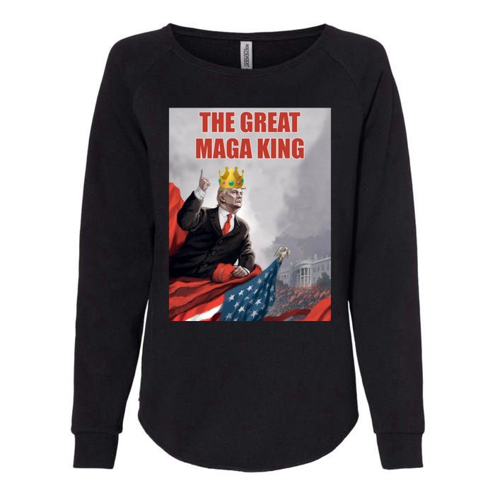 The Great MAGA King Trump 2024 USA Flag Womens California Wash Sweatshirt