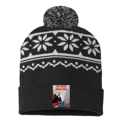 The Great MAGA King Trump 2024 USA Flag USA-Made Snowflake Beanie