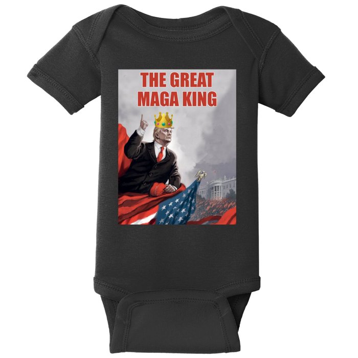 The Great MAGA King Trump 2024 USA Flag Baby Bodysuit