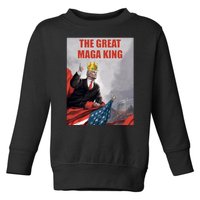 The Great MAGA King Trump 2024 USA Flag Toddler Sweatshirt