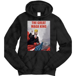 The Great MAGA King Trump 2024 USA Flag Tie Dye Hoodie