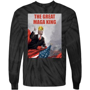 The Great MAGA King Trump 2024 USA Flag Tie-Dye Long Sleeve Shirt