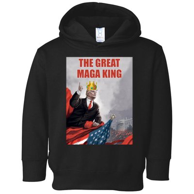 The Great MAGA King Trump 2024 USA Flag Toddler Hoodie