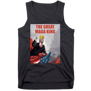 The Great MAGA King Trump 2024 USA Flag Tank Top