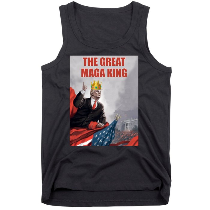 The Great MAGA King Trump 2024 USA Flag Tank Top