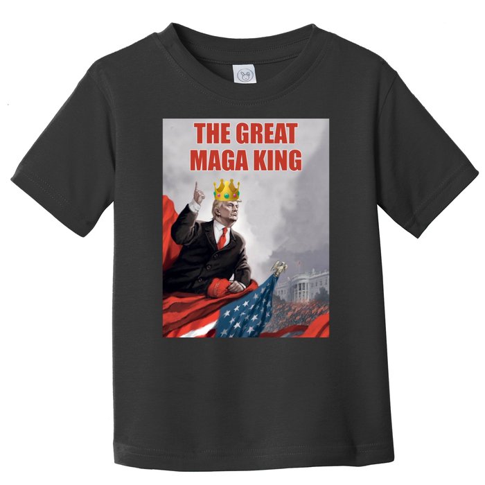 The Great MAGA King Trump 2024 USA Flag Toddler T-Shirt